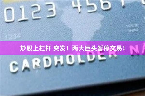 炒股上杠杆 突发！两大巨头暂停交易！