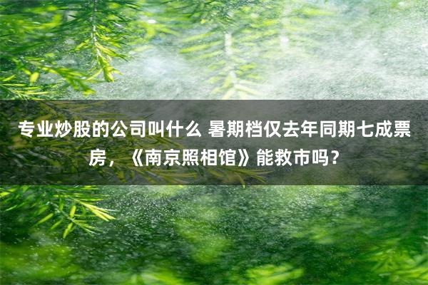 专业炒股的公司叫什么 暑期档仅去年同期七成票房，《南京照相馆》能救市吗？